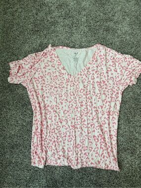 Kyte BABY Pink Leopard-Print V-Neck Top